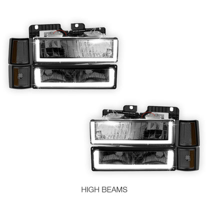 GMC C2500 Silverado / SLT / SLE (1994 - 2000) U - LED Bar DRL Headlights LH + RH