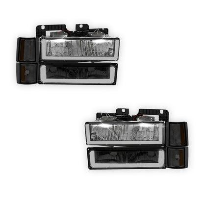 GMC K2500 Cheyenne / Scottsdale / SLE (1994 - 2000) U - LED Bar DRL Headlights LH + RH