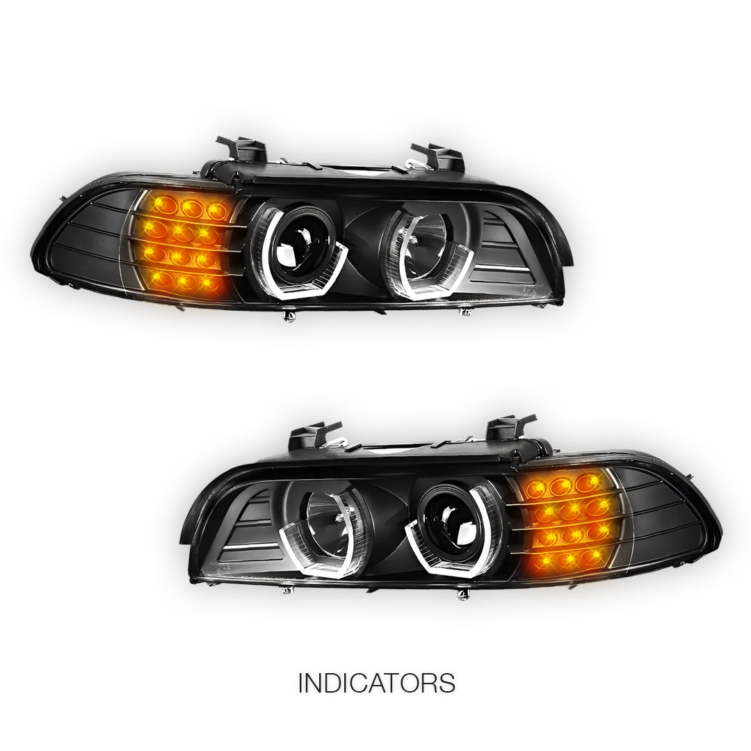 BMW 5-Series (1996 - 2003) LED Signal 3D DRL Projector Headlights LH + RH