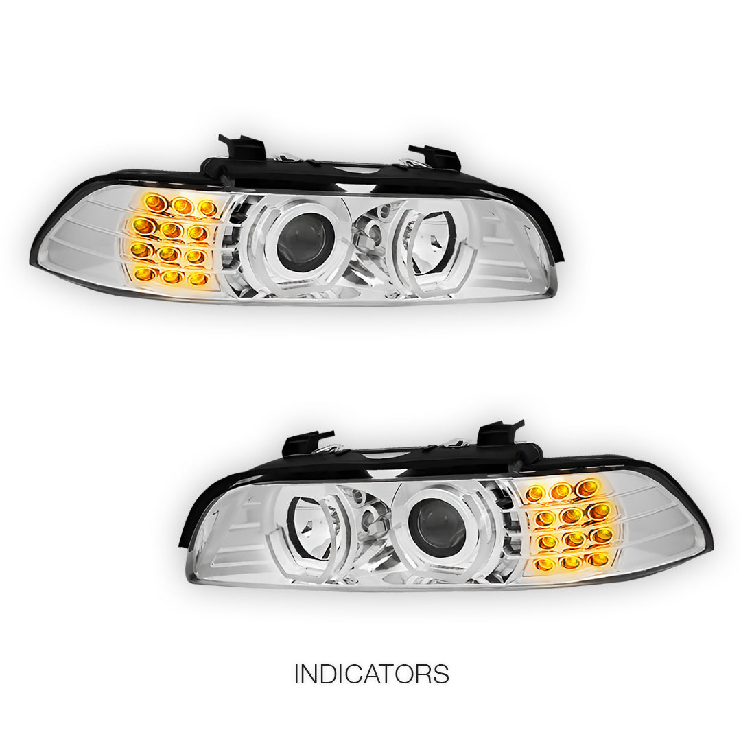 BMW 5-Series (1996 - 2003) LED Signal 3D DRL Projector Headlights LH + RH