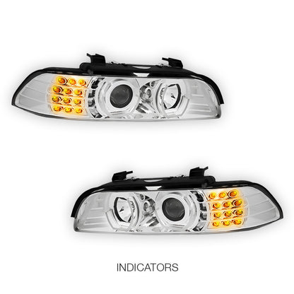BMW 5-Series (1996 - 2003) LED Signal 3D DRL Projector Headlights LH + RH