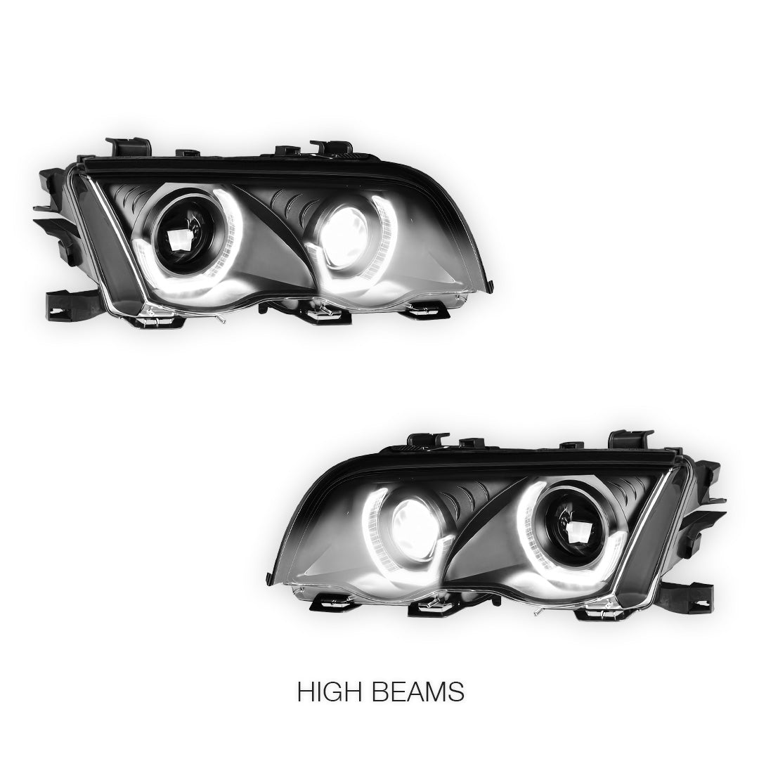 BMW 3-Series E46 (1999 - 2001) LED 3D Halo DRL Projector Headlights LH + RH