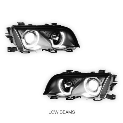 BMW 3-Series E46 (1999 - 2001) LED 3D Halo DRL Projector Headlights LH + RH