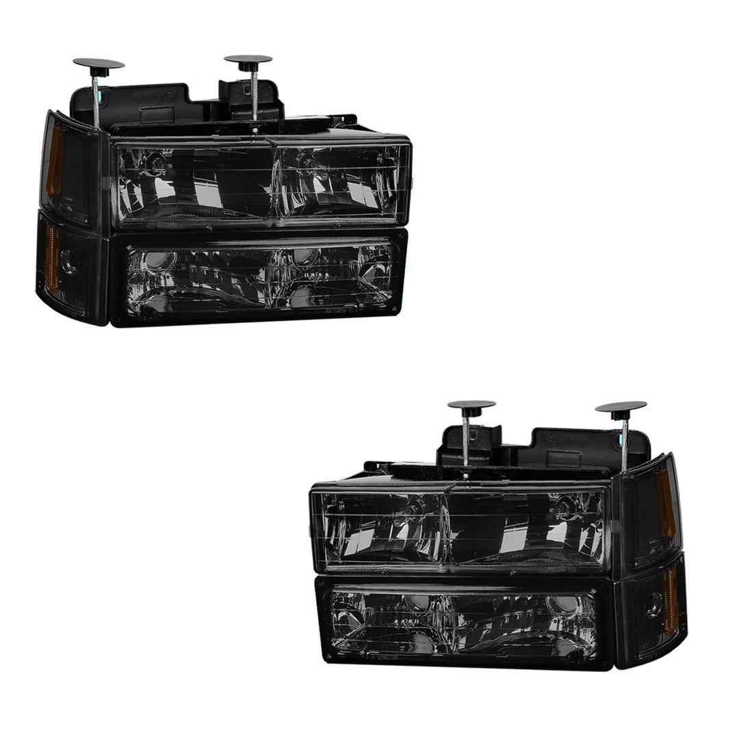 GMC K1500 Sierra SL / Sierra SLE / Sierra SLT (1994 - 1999) Replacement Headlights and Bumper Lights LH + RH