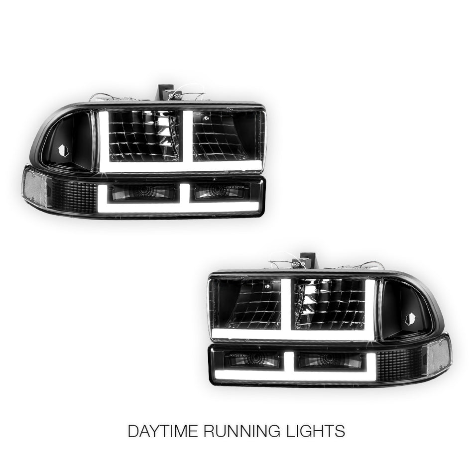 Chevrolet S10 LS / SS / Xtreme (1998 - 2004) F - Shape LED DRL Switchback Headlights LH + RH