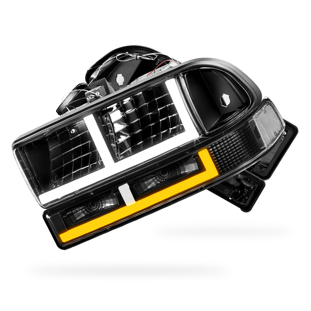 Chevrolet S10 LS / SS / Xtreme (1998 - 2004) F - Shape LED DRL Switchback Headlights LH + RH