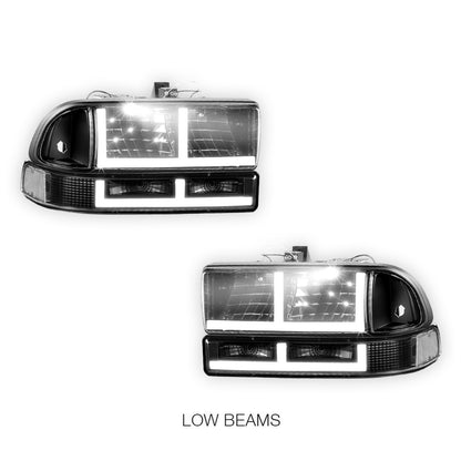 Chevrolet S10 LS / SS / Xtreme (1998 - 2004) F - Shape LED DRL Switchback Headlights LH + RH