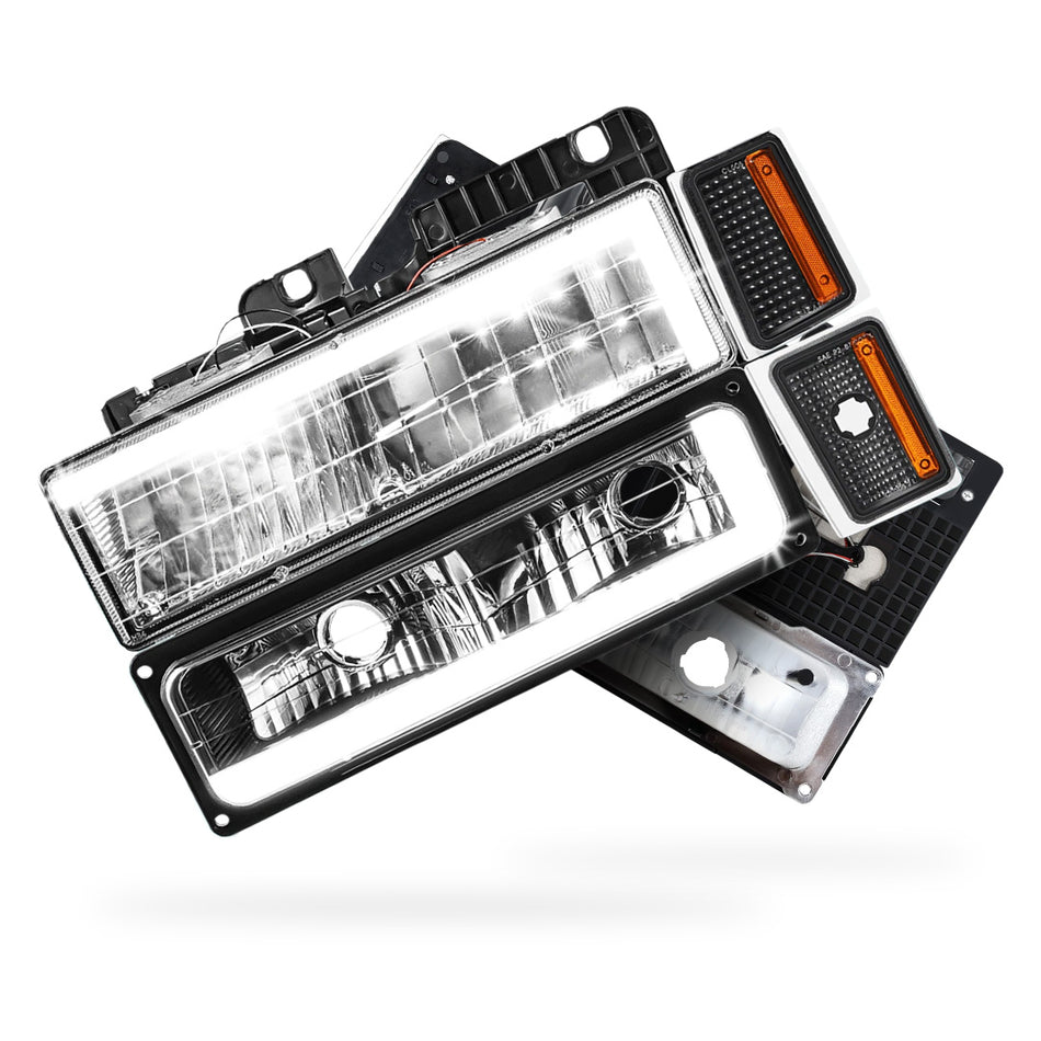 Chevrolet K2500 Cheyenne / Scottsdale / Silverado (1988 - 1993) C-LED DRL Replacement Headlights LH + RH
