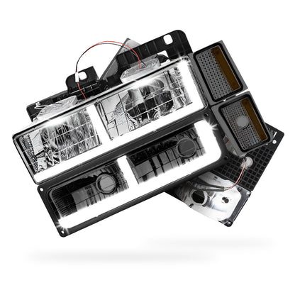 Chevrolet K2500 Cheyenne / Scottsdale / Silverado (1988 - 1993) F-LED DRL Replacement Headlights LH + RH