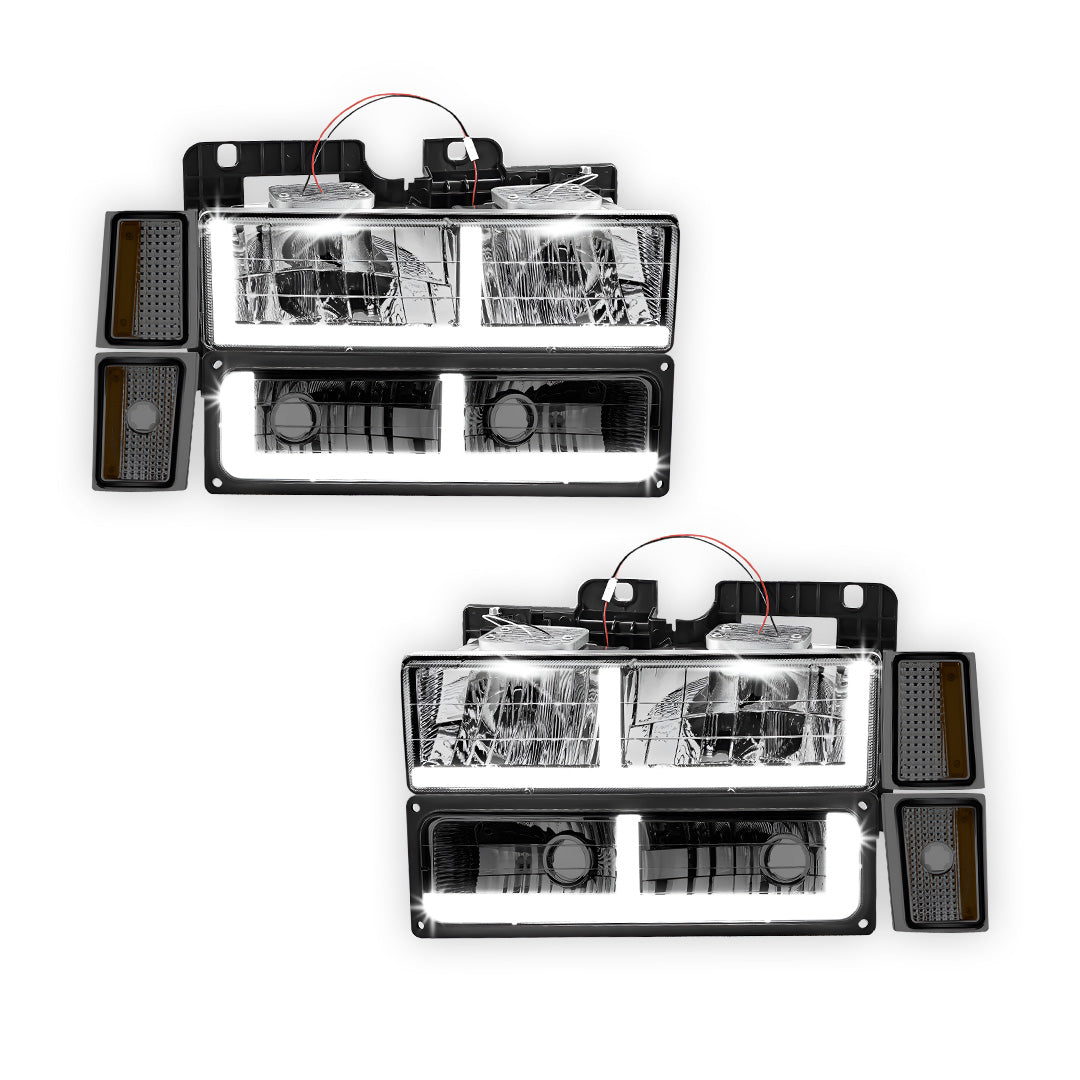 Chevrolet K2500 Cheyenne / Scottsdale / Silverado (1988 - 1993) F-LED DRL Replacement Headlights LH + RH