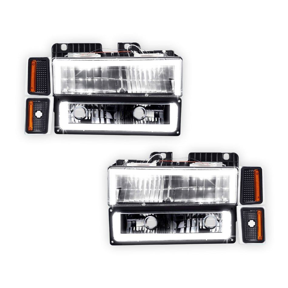 Chevrolet C1500 Suburban Silverado (1992 - 1993) Square-LED DRL Replacement Headlights LH + RH