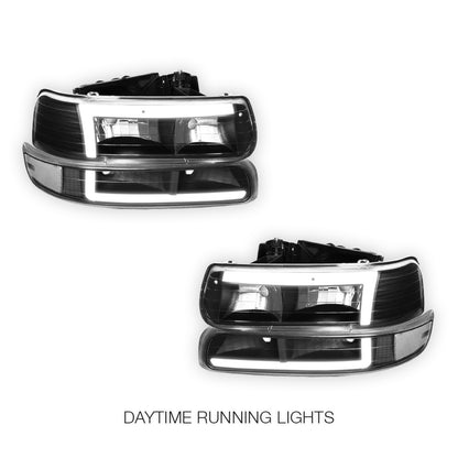 Chevrolet Silverado 1500 LS / LT / SS (1999 - 2002) L-Pattern 3D LED DRL Headlights LH + RH