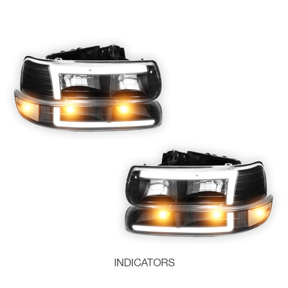 Chevrolet Silverado 1500 LS / LT / SS (1999 - 2002) L-Pattern 3D LED DRL Headlights LH + RH