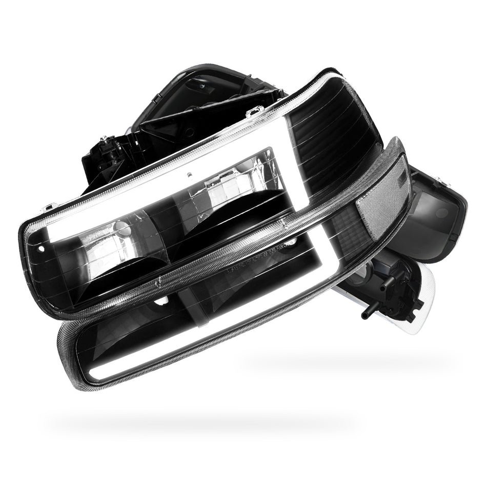 Chevrolet Silverado 2500 HD LS / LT  (2001 - 2002) L-Pattern 3D LED DRL Headlights LH + RH