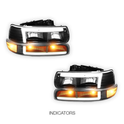 Chevrolet Silverado 2500 HD LS / LT  (2001 - 2002) L-Pattern 3D LED DRL Headlights LH + RH