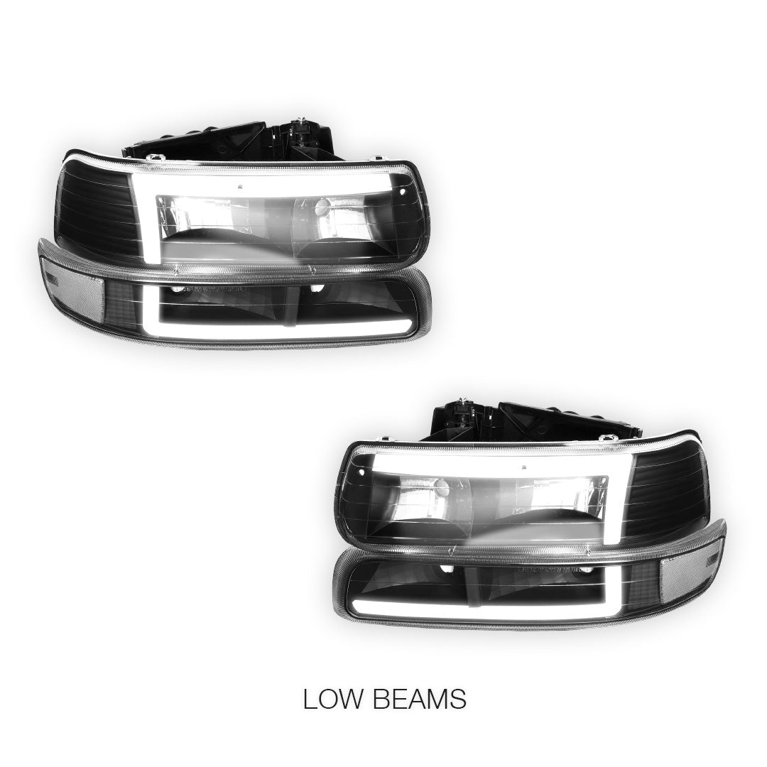 Chevrolet Silverado 2500 HD LS / LT  (2001 - 2002) L-Pattern 3D LED DRL Headlights LH + RH