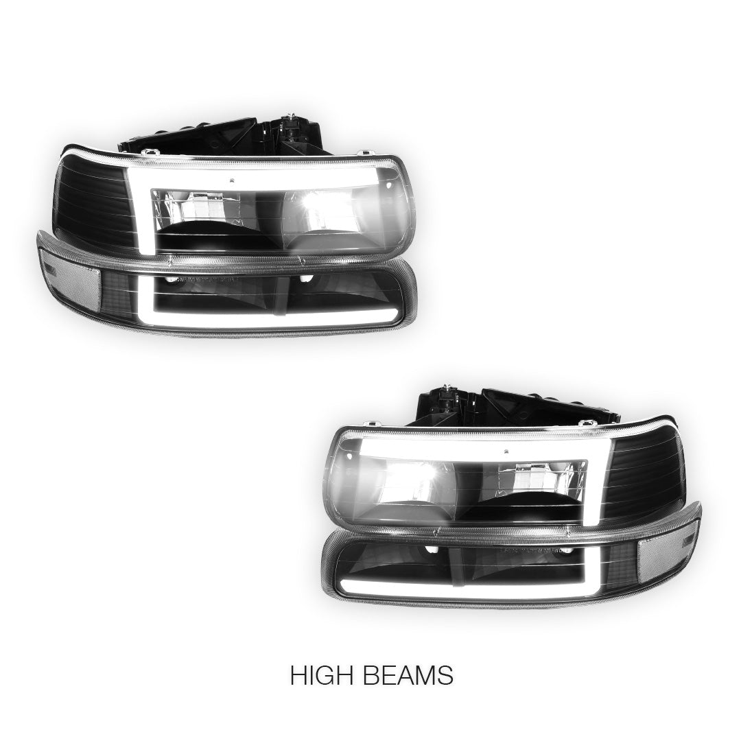 Chevrolet Silverado 2500 HD LS / LT  (2001 - 2002) L-Pattern 3D LED DRL Headlights LH + RH