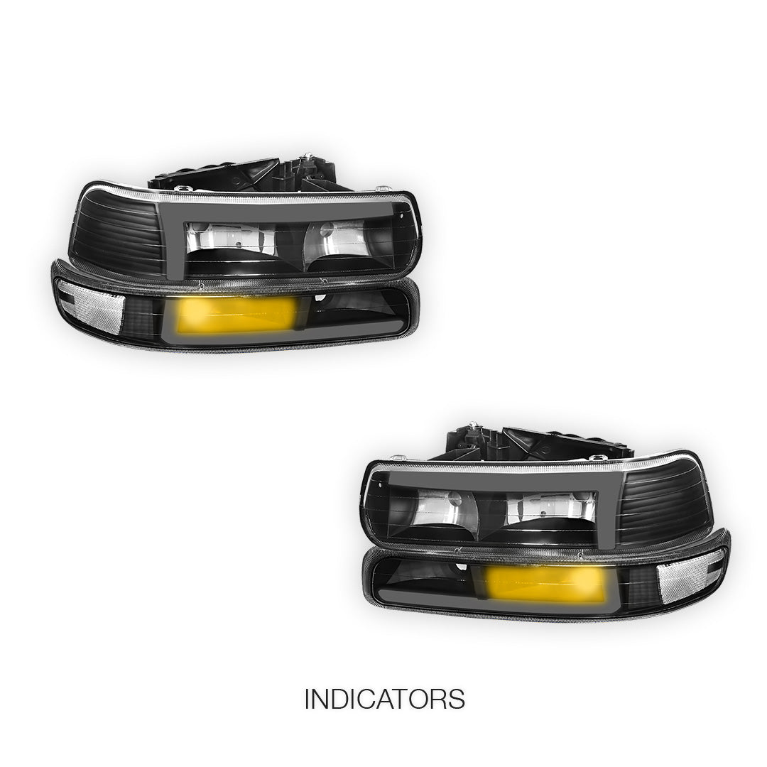 Chevrolet Suburban 1500 LT / Z71 / LTZ (2000 - 2006) L-Pattern 3D LED DRL Headlights LH + RH
