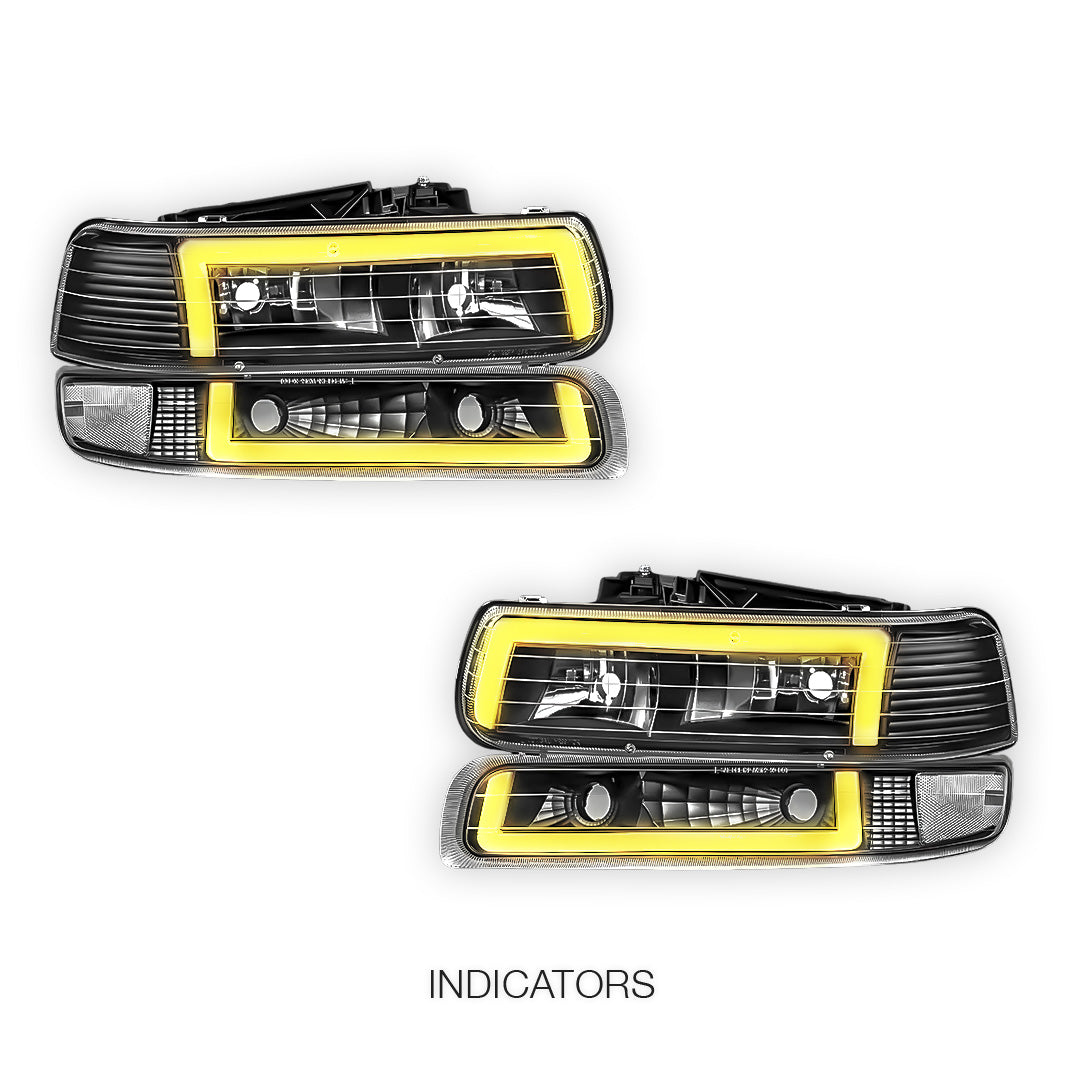 Chevrolet Suburban 2500 LS / LT (2000 - 2006) L-Pattern 3D LED DRL Headlights LH + RH
