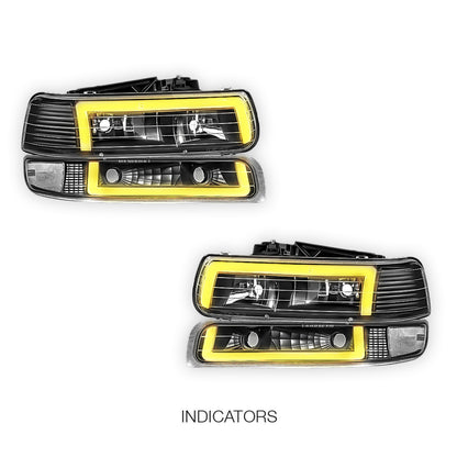 Chevrolet Suburban 2500 LS / LT (2000 - 2006) L-Pattern 3D LED DRL Headlights LH + RH