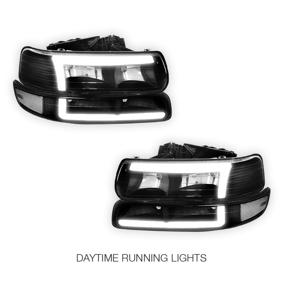 Chevrolet Tahoe LT, Z71 / LTZ (2000 - 2006) L-Pattern 3D LED DRL Headlights LH + RH