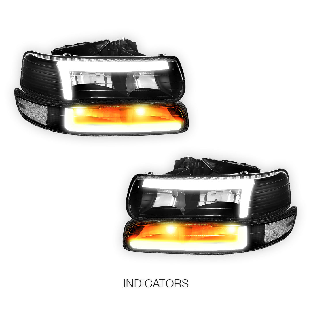 Chevrolet Tahoe LT, Z71 / LTZ (2000 - 2006) L-Pattern 3D LED DRL Headlights LH + RH