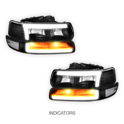 Chevrolet Tahoe LT, Z71 / LTZ (2000 - 2006) L-Pattern 3D LED DRL Headlights LH + RH