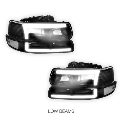 Chevrolet Tahoe LT, Z71 / LTZ (2000 - 2006) L-Pattern 3D LED DRL Headlights LH + RH