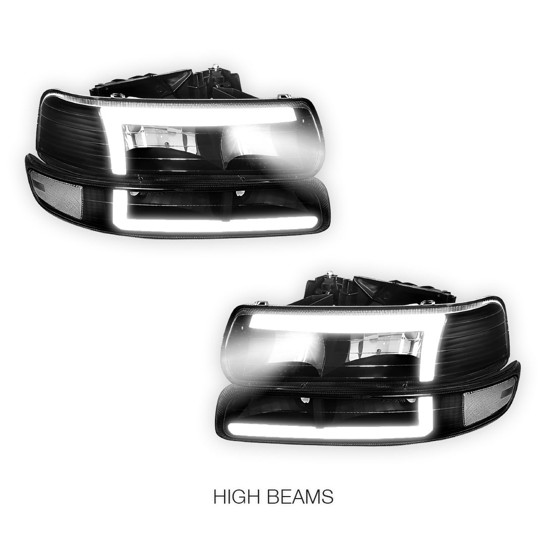 Chevrolet Tahoe LT, Z71 / LTZ (2000 - 2006) L-Pattern 3D LED DRL Headlights LH + RH