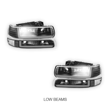 Chevrolet Silverado 3500 LS / LT (2001 - 2002) Dual LED L-Pattern Switchback Headlights LH + RH