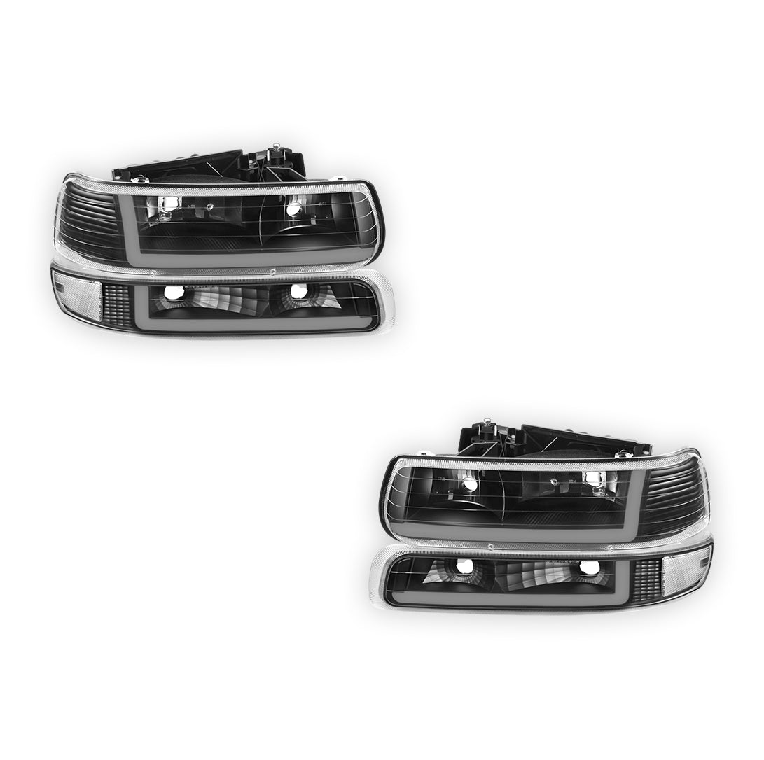Chevrolet Silverado 3500 LS / LT (2001 - 2002) Dual LED L-Pattern Switchback Headlights LH + RH
