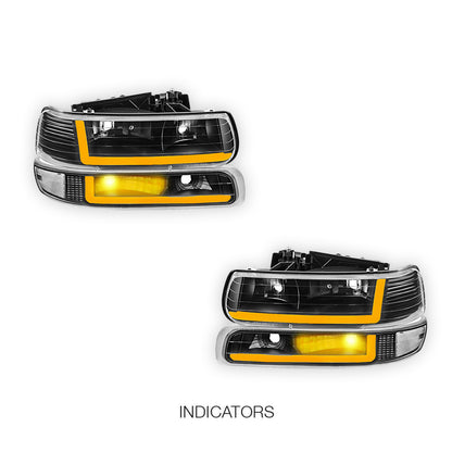 Chevrolet Suburban 1500 LT / Z71 / LTZ (2000 - 2006) Dual LED L-Pattern Switchback Headlights LH + RH