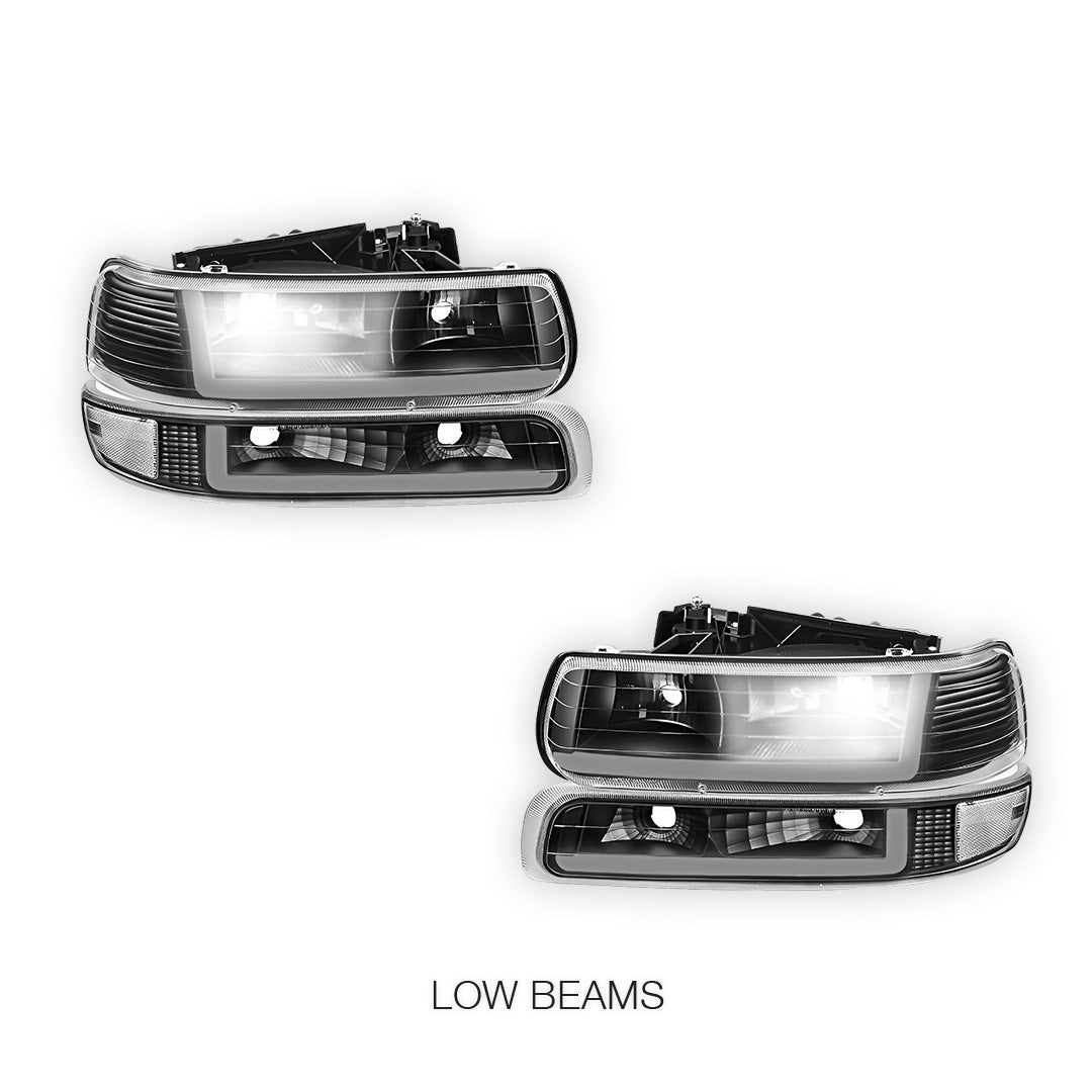 Chevrolet Suburban 1500 LT / Z71 / LTZ (2000 - 2006) Dual LED L-Pattern Switchback Headlights LH + RH