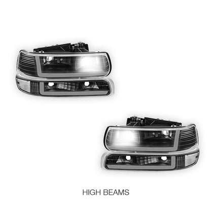 Chevrolet Suburban 1500 LT / Z71 / LTZ (2000 - 2006) Dual LED L-Pattern Switchback Headlights LH + RH