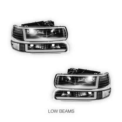 Chevrolet Suburban 2500 LS / LT (2000 - 2006) Dual LED L-Pattern Switchback Headlights LH + RH