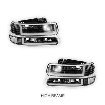Chevrolet Suburban 2500 LS / LT (2000 - 2006) Dual LED L-Pattern Switchback Headlights LH + RH