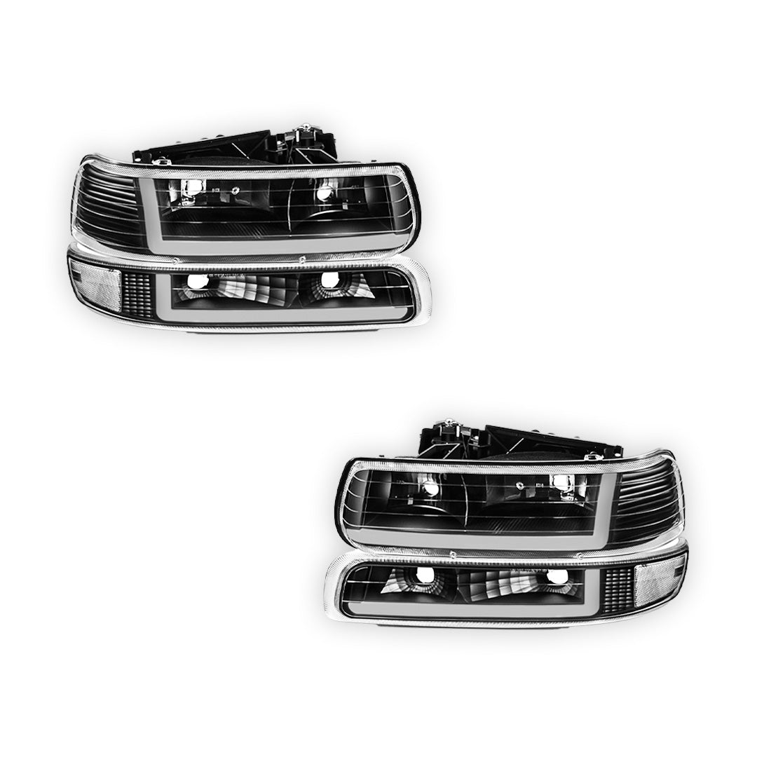 Chevrolet Suburban 2500 LS / LT (2000 - 2006) Dual LED L-Pattern Switchback Headlights LH + RH
