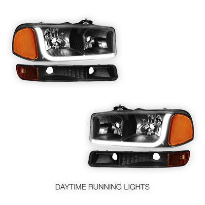 GMC Sierra 1500 SLE / SLE2 / SLT (1999 - 2007) LED DRL Headlights LH + RH