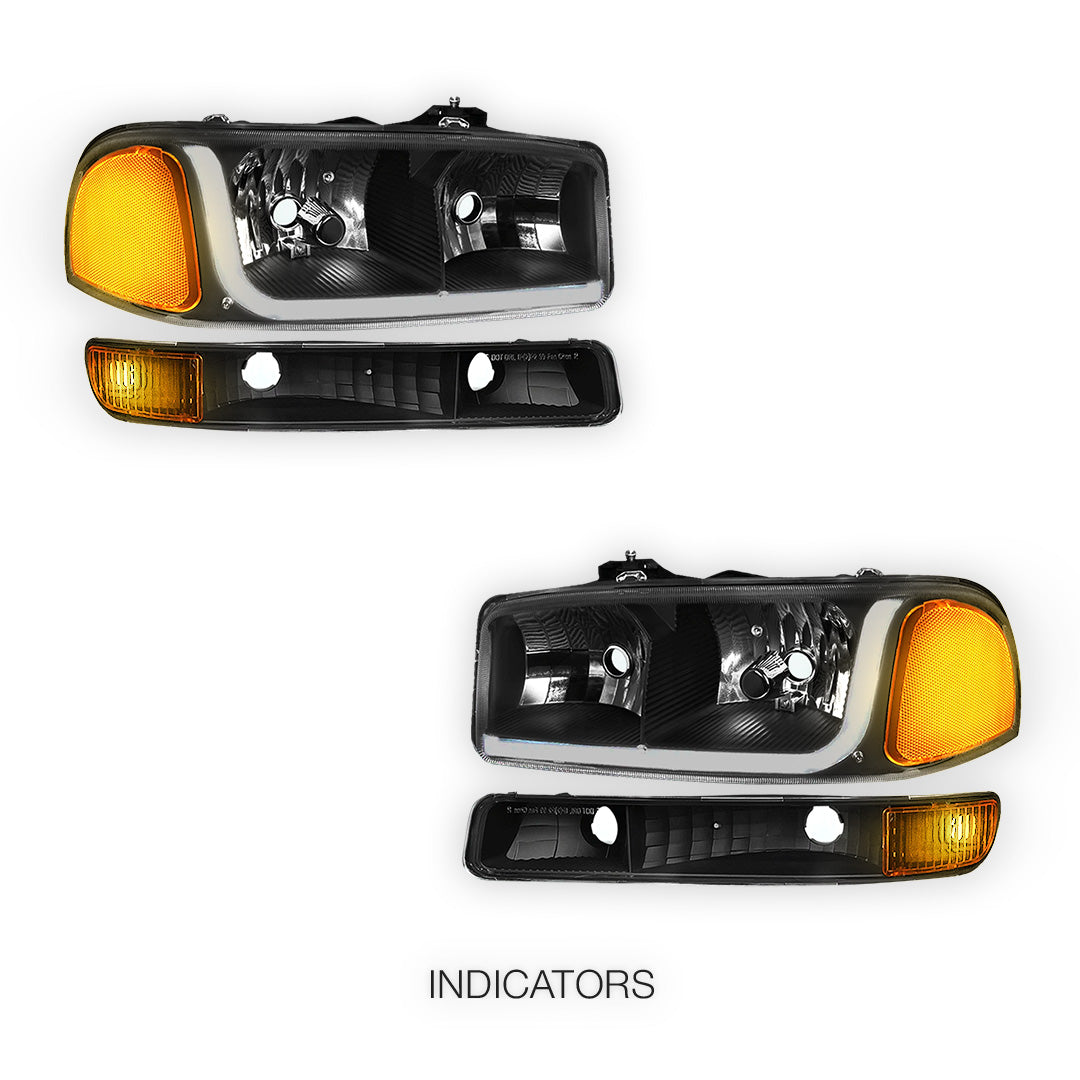 GMC Sierra 1500 SLE / SLE2 / SLT (1999 - 2007) LED DRL Headlights LH + RH