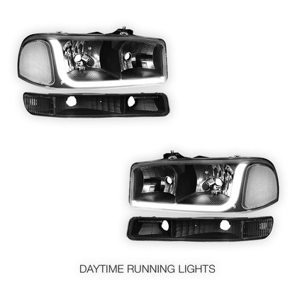 GMC Sierra 1500 SLE / SLE2 / SLT (1999 - 2007) LED DRL Headlights LH + RH