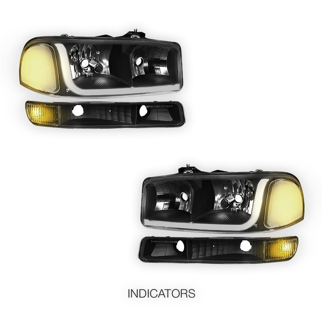 GMC Sierra 1500 SLE / SLE2 / SLT (1999 - 2007) LED DRL Headlights LH + RH