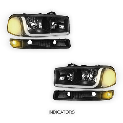 GMC Sierra 1500 SLE / SLE2 / SLT (1999 - 2007) LED DRL Headlights LH + RH