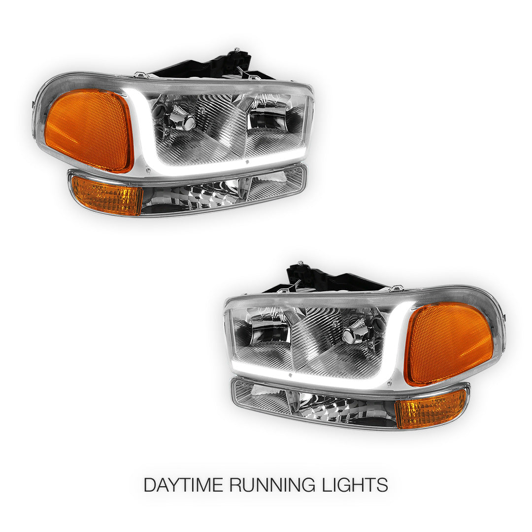 GMC Sierra 1500 SLE / SLE2 / SLT (1999 - 2007) LED DRL Headlights LH + RH