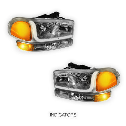 GMC Sierra 1500 SLE / SLE2 / SLT (1999 - 2007) LED DRL Headlights LH + RH