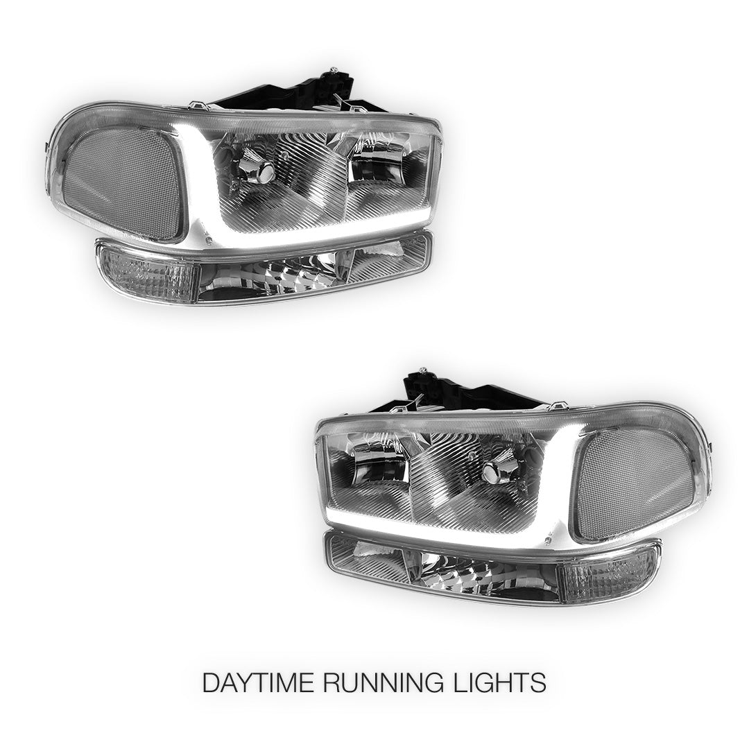 GMC Sierra 1500 SLE / SLE2 / SLT (1999 - 2007) LED DRL Headlights LH + RH