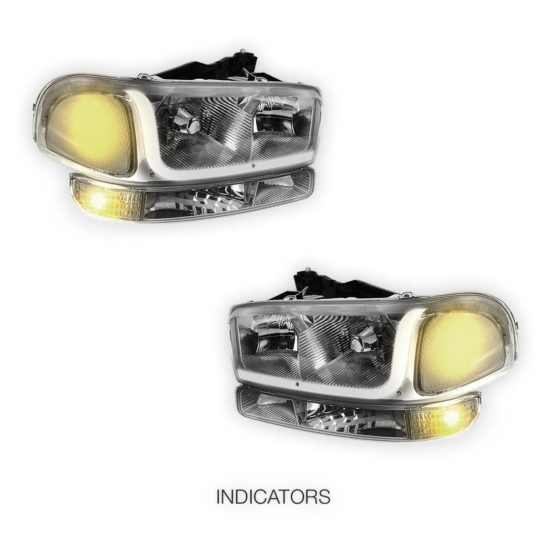 GMC Sierra 1500 SLE / SLE2 / SLT (1999 - 2007) LED DRL Headlights LH + RH