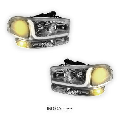 GMC Sierra 1500 SLE / SLE2 / SLT (1999 - 2007) LED DRL Headlights LH + RH