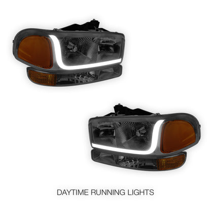 GMC Sierra 1500 SLE / SLE2 / SLT (1999 - 2007) LED DRL Headlights LH + RH