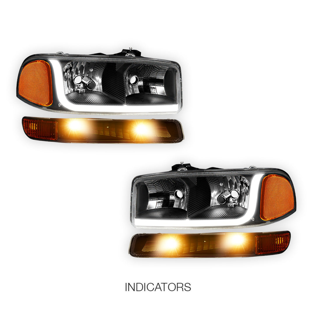 GMC Sierra 1500 HD SLE / SLT (2001 - 2007) LED DRL Headlights LH + RH