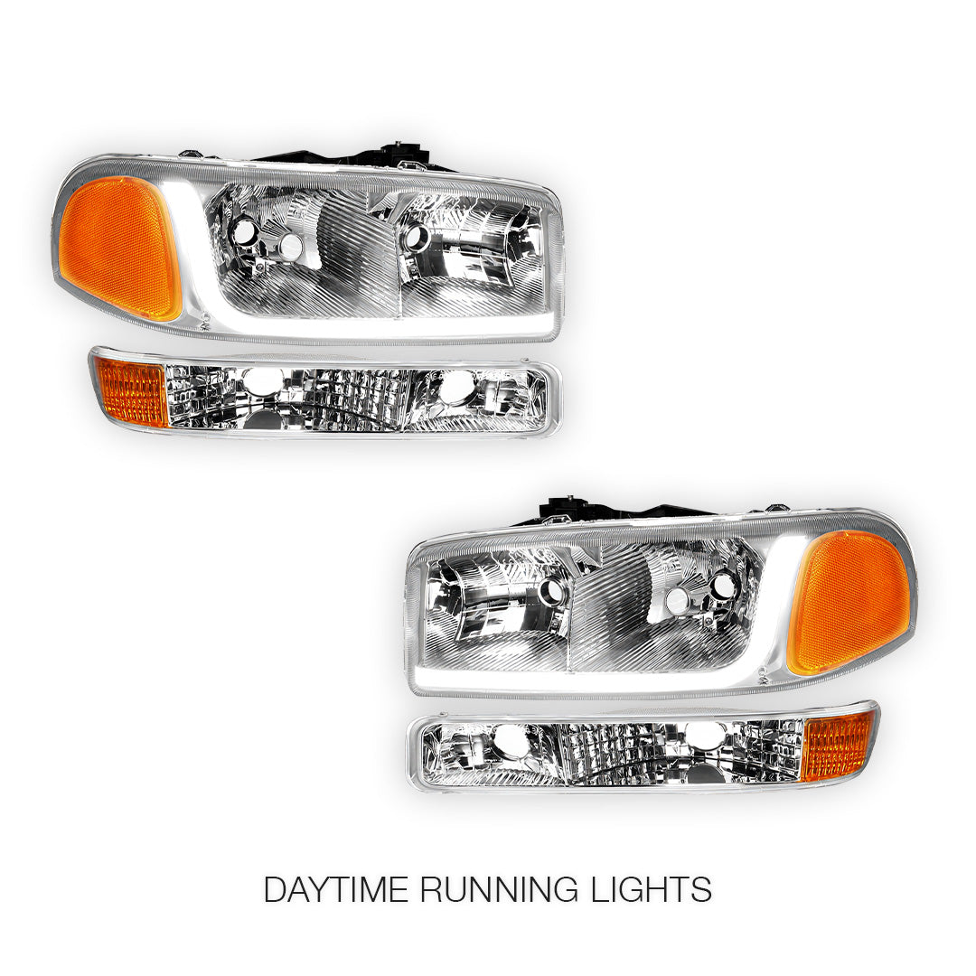 GMC Sierra 1500 HD SLE / SLT (2001 - 2007) LED DRL Headlights LH + RH